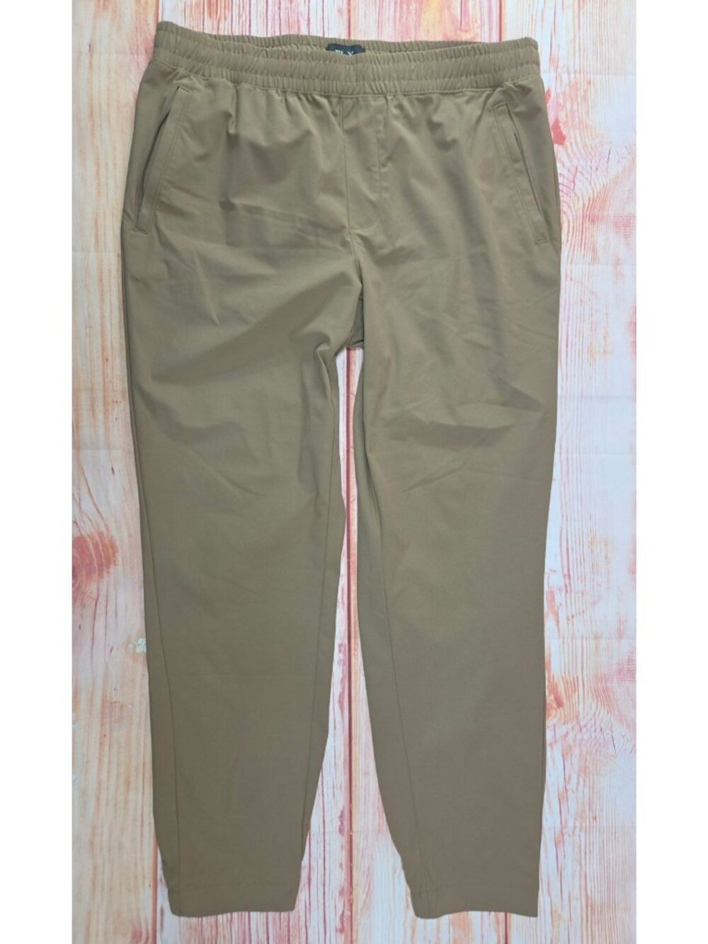 FLX Mens Elastic Waist Khaki Jogger Pants Size Large